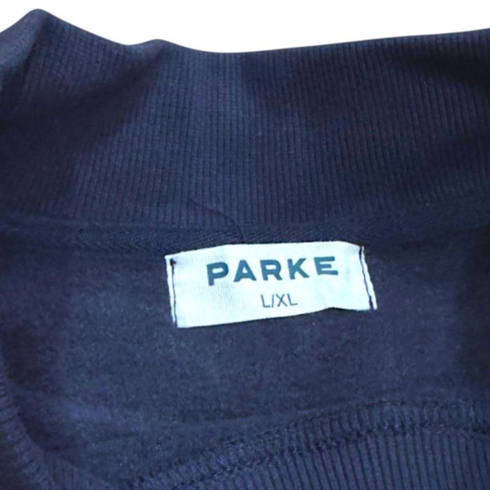 PARKE Sport Stripe Mockneck Sweatshirt Shadow Navy Blue L/XL NWT - Picture 3 of 7